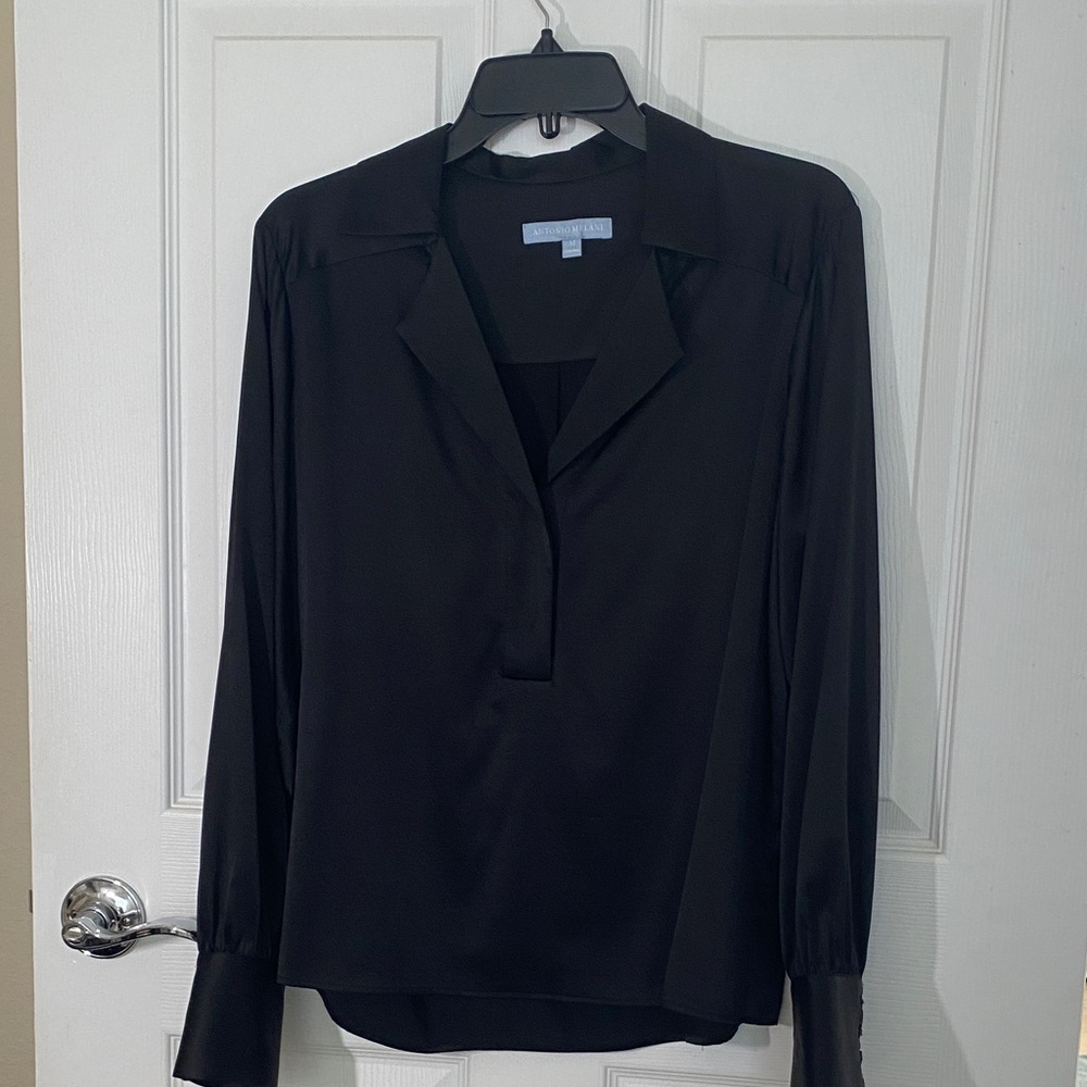 ANTONIO MELANI Satin Black Blouse